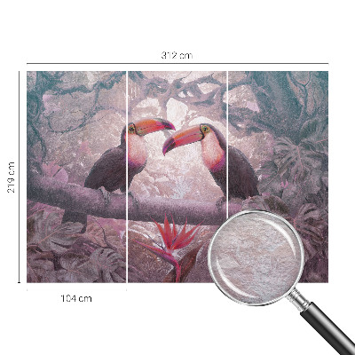 Papier peint panoramique chambre avec un motif représentant un couple exotique