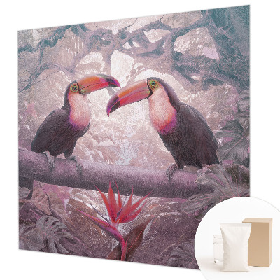Papier peint panoramique chambre avec un motif représentant un couple exotique