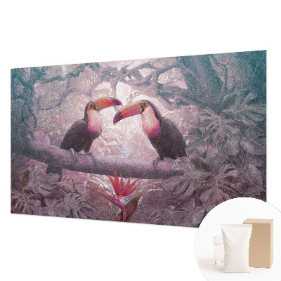 Papier peint panoramique chambre avec un motif représentant un couple exotique