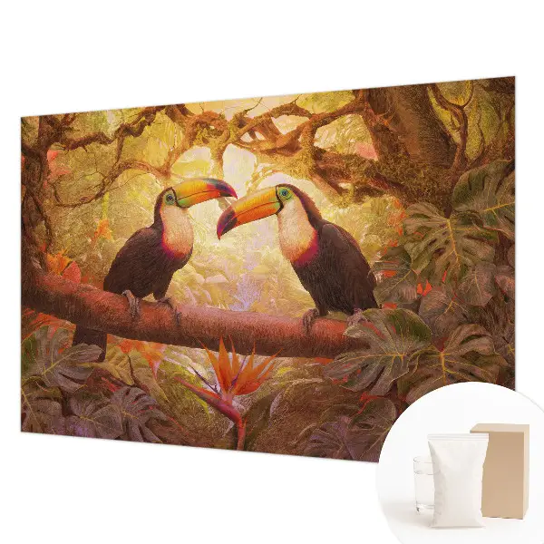 Papier peint photo sur tissu non tissé toucans colorés