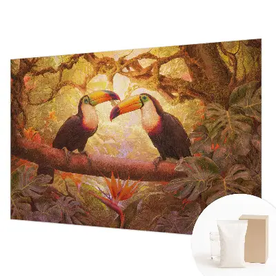 Papier peint photo sur tissu non tissé toucans colorés