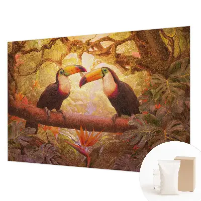 Papier peint photo sur tissu non tissé toucans colorés