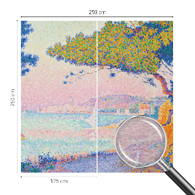 Papier peint panoramique tendance avec un motif de paysage coloré