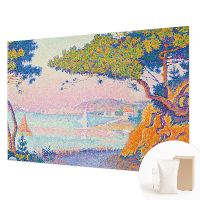 Papier peint panoramique tendance avec un motif de paysage coloré