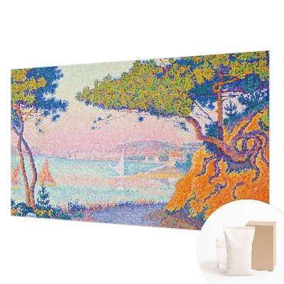 Papier peint panoramique tendance avec un motif de paysage coloré
