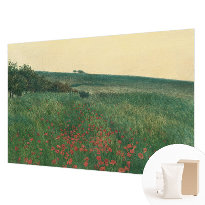 Papier peint panoramique facile à poser avec un motif de champs de pavots