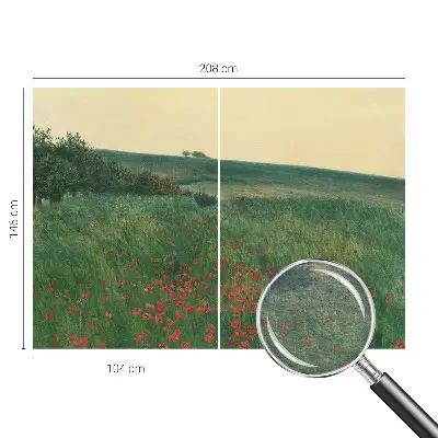 Papier peint panoramique facile à poser avec un motif de champs de pavots