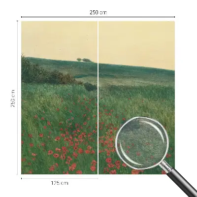 Papier peint panoramique facile à poser avec un motif de champs de pavots