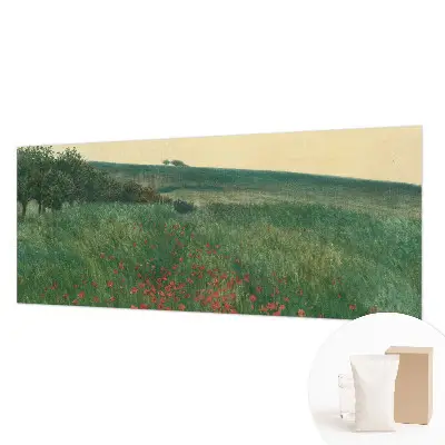 Papier peint panoramique facile à poser avec un motif de champs de pavots