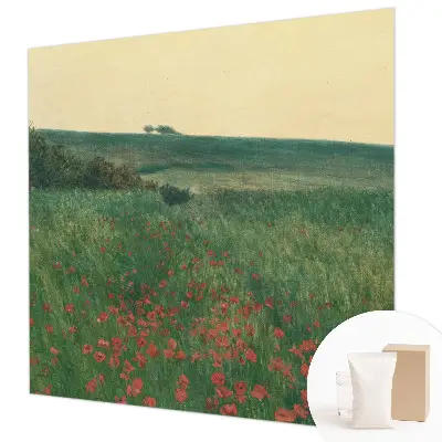 Papier peint panoramique facile à poser avec un motif de champs de pavots