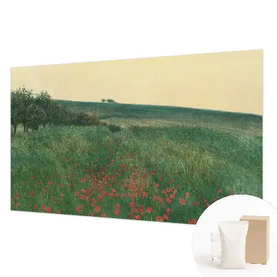 Papier peint panoramique facile à poser avec un motif de champs de pavots