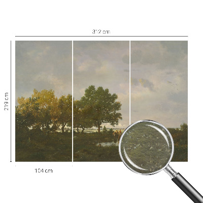 Papier peint photo intissé avec un motif de paysage forestier