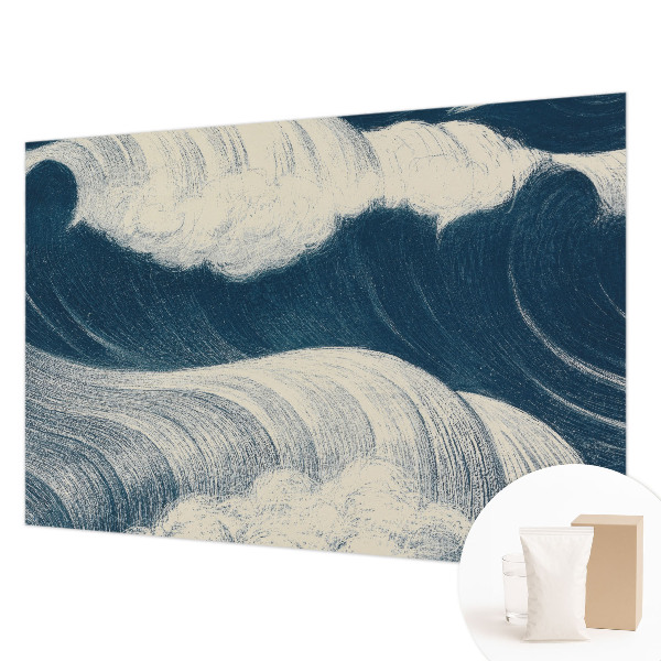 Papier peint panoramique intissé moderne avec un motif de vagues marines