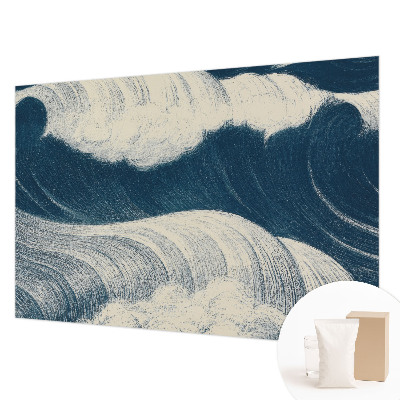 Papier peint panoramique intissé moderne avec un motif de vagues marines