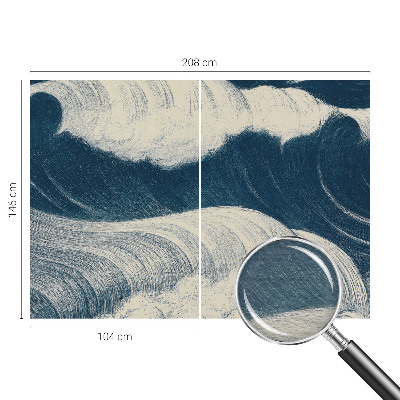Papier peint panoramique intissé moderne avec un motif de vagues marines