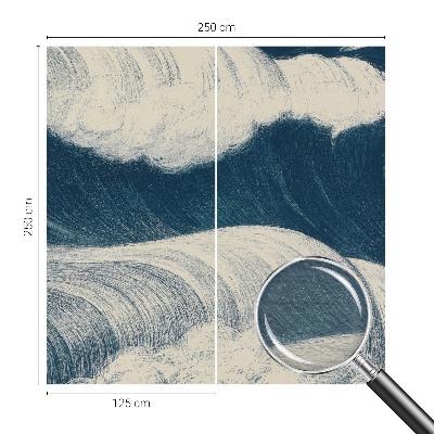 Papier peint panoramique intissé moderne avec un motif de vagues marines