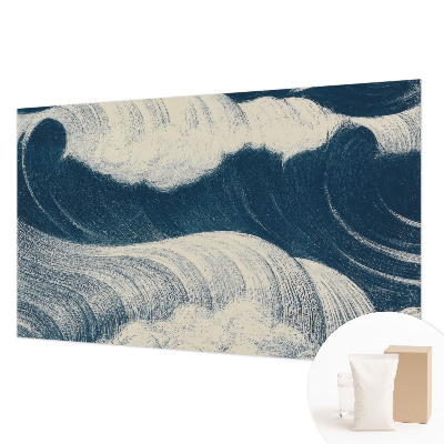 Papier peint panoramique intissé moderne avec un motif de vagues marines
