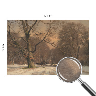 Papier peint panoramique salon avec un motif de paysage hivernal