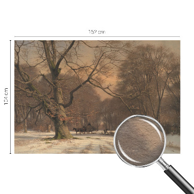 Papier peint panoramique salon avec un motif de paysage hivernal