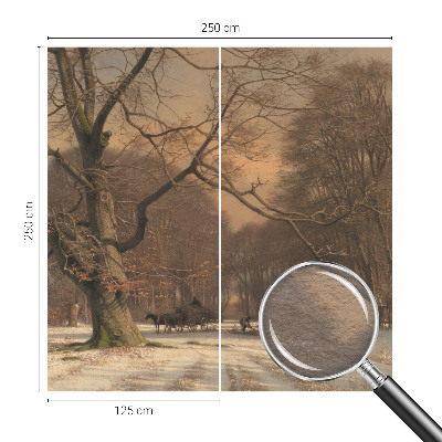 Papier peint panoramique salon avec un motif de paysage hivernal