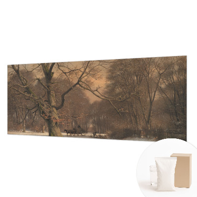 Papier peint panoramique salon avec un motif de paysage hivernal