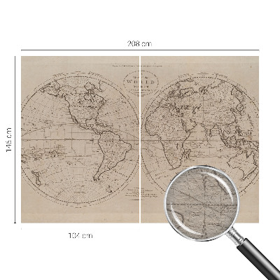 Papier peint panoramique chambre avec un motif de vieille carte