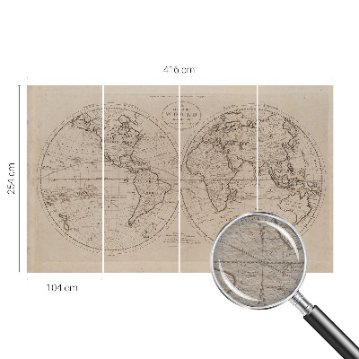 Papier peint panoramique chambre avec un motif de vieille carte