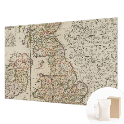 Papier peint panoramique chambre adulte avec un motif de carte ancienne