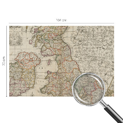 Papier peint panoramique chambre adulte avec un motif de carte ancienne