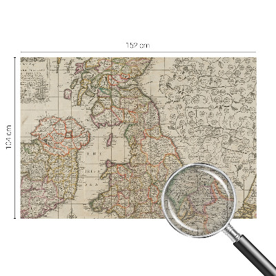 Papier peint panoramique chambre adulte avec un motif de carte ancienne