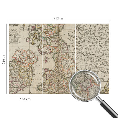 Papier peint panoramique chambre adulte avec un motif de carte ancienne