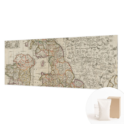 Papier peint panoramique chambre adulte avec un motif de carte ancienne