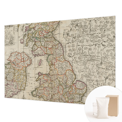 Papier peint panoramique chambre adulte avec un motif de carte ancienne