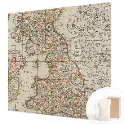 Papier peint panoramique chambre adulte avec un motif de carte ancienne