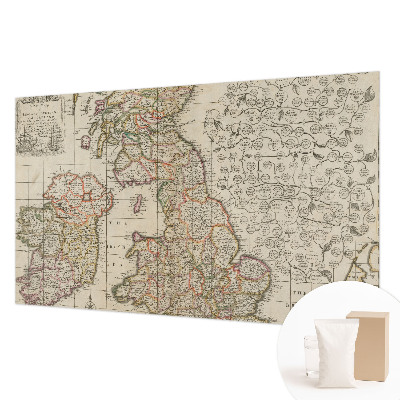 Papier peint panoramique chambre adulte avec un motif de carte ancienne