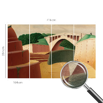 Papier peint panoramique moderne avec un motif de paysage paisible