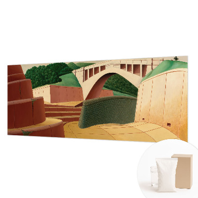 Papier peint panoramique moderne avec un motif de paysage paisible