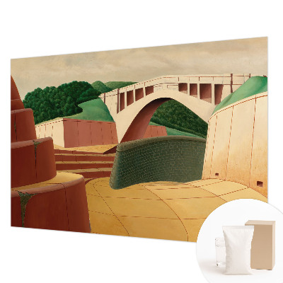 Papier peint panoramique moderne avec un motif de paysage paisible
