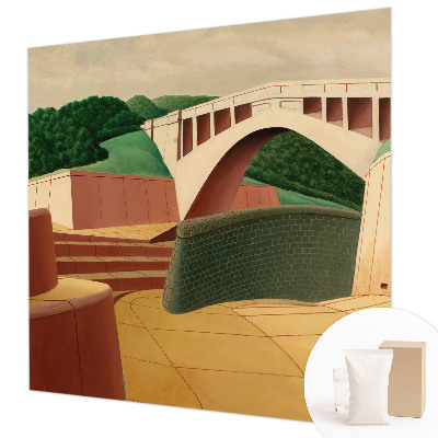 Papier peint panoramique moderne avec un motif de paysage paisible