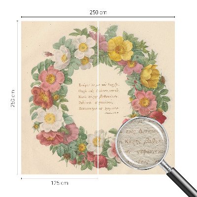 Décoration murale panoramique intissé avec un motif de couronne florale