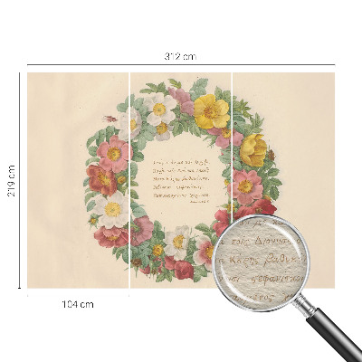Décoration murale panoramique intissé avec un motif de couronne florale