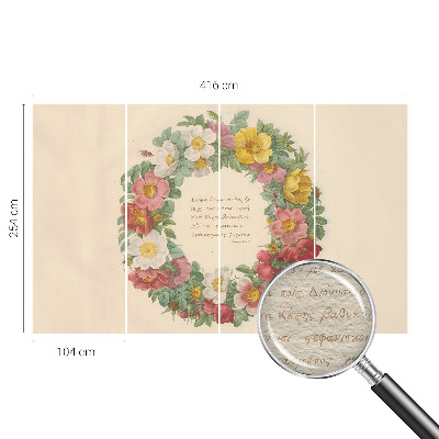 Décoration murale panoramique intissé avec un motif de couronne florale
