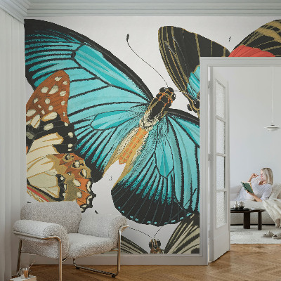 Papier peint salon moderne Farebné motýle