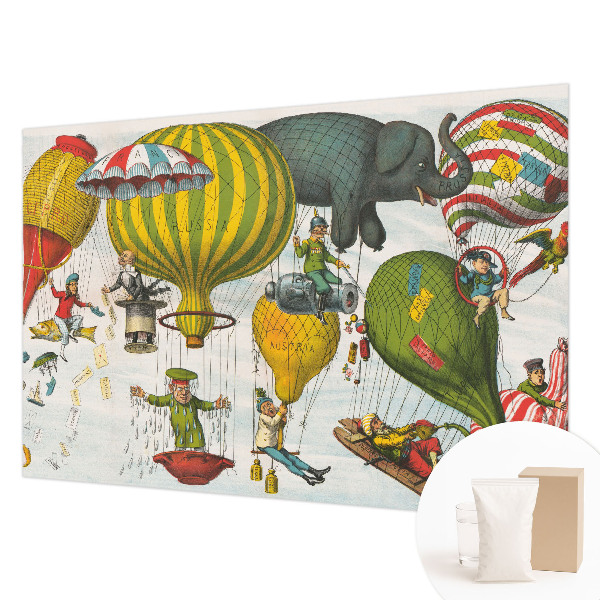 Papier peint panoramique avec motif de montgolfières
