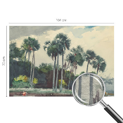 Papier peint panoramique intissé avec un motif de palmiers exotiques