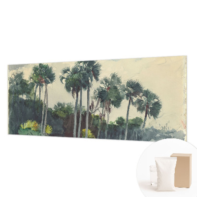 Papier peint panoramique intissé avec un motif de palmiers exotiques