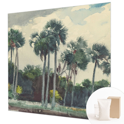 Papier peint panoramique intissé avec un motif de palmiers exotiques