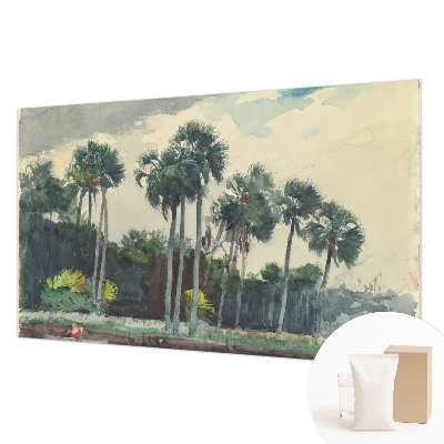 Papier peint panoramique intissé avec un motif de palmiers exotiques