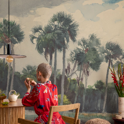 Papier peint panoramique intissé Exotické palmy