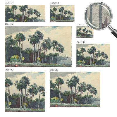 Papier peint panoramique intissé avec un motif de palmiers exotiques